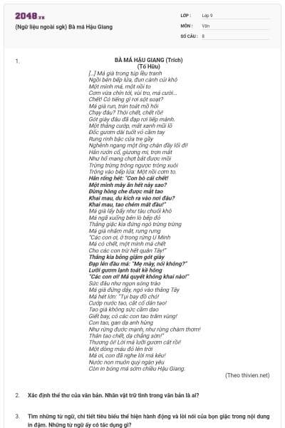 (Ngữ liệu ngoài sgk) Bà má Hậu Giang