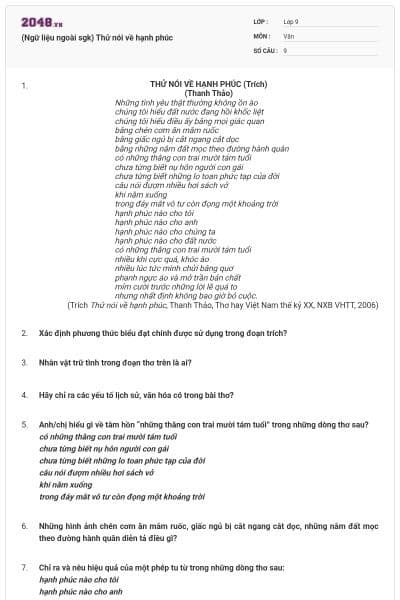 (Ngữ liệu ngoài sgk) Thử nói về hạnh phúc