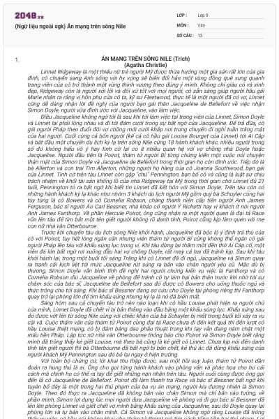 (Ngữ liệu ngoài sgk) Án mạng trên sông Nile