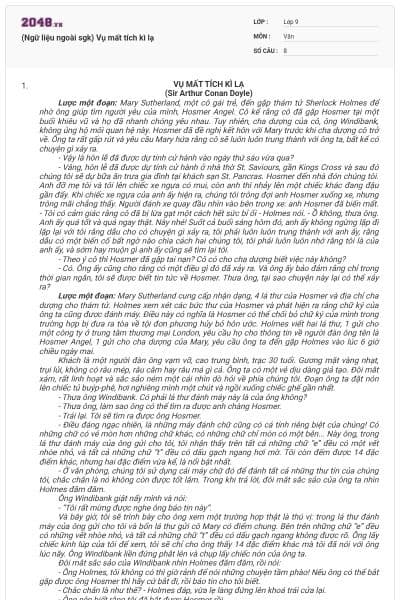 (Ngữ liệu ngoài sgk) Vụ mất tích kì lạ