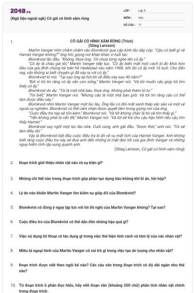 (Ngữ liệu ngoài sgk) Cô gái có hình xăm rồng