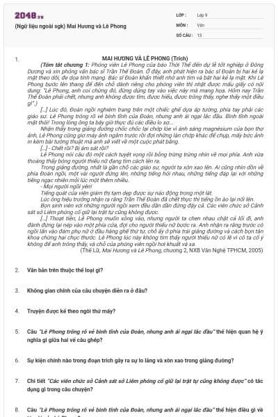 (Ngữ liệu ngoài sgk) Mai Hương và Lê Phong