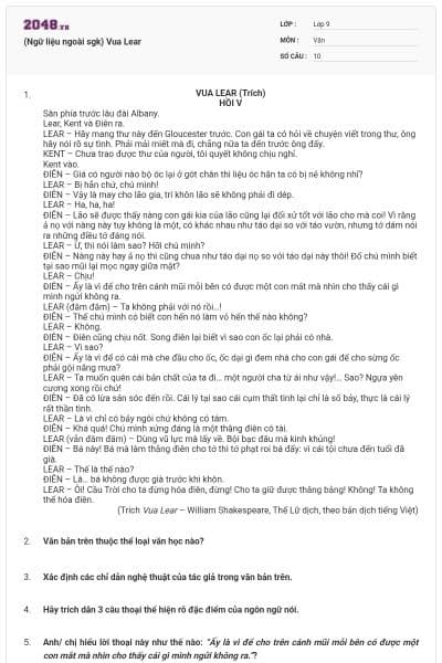 (Ngữ liệu ngoài sgk) Vua Lear