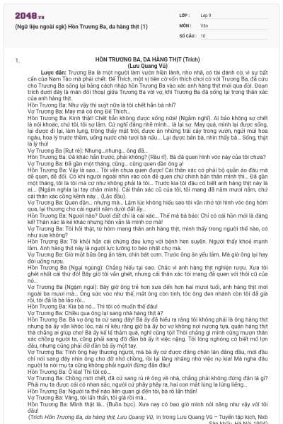 (Ngữ liệu ngoài sgk) Hồn Trương Ba, da hàng thịt (1)