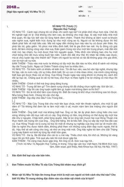 (Ngữ liệu ngoài sgk) Vũ Như Tô (1)