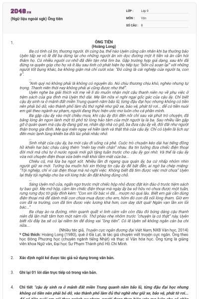 (Ngữ liệu ngoài sgk) Ông tiên