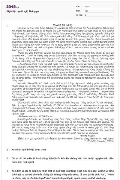 (Ngữ liệu ngoài sgk) Thằng gù