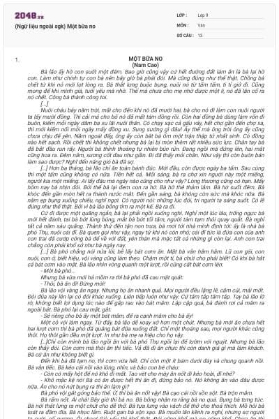 (Ngữ liệu ngoài sgk) Một bữa no