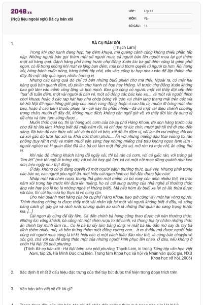 (Ngữ liệu ngoài sgk) Bà cụ bán xôi