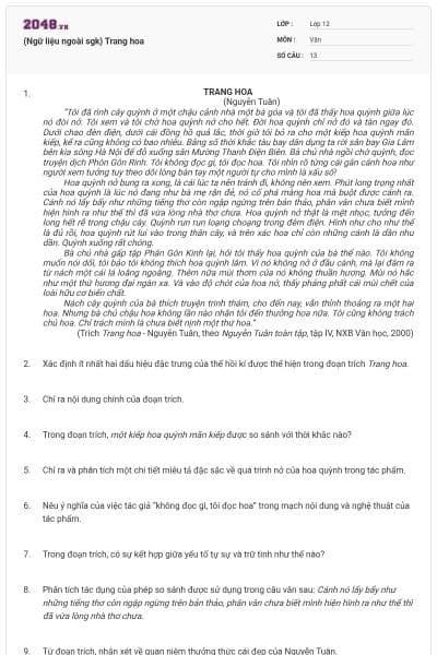 (Ngữ liệu ngoài sgk) Trang hoa