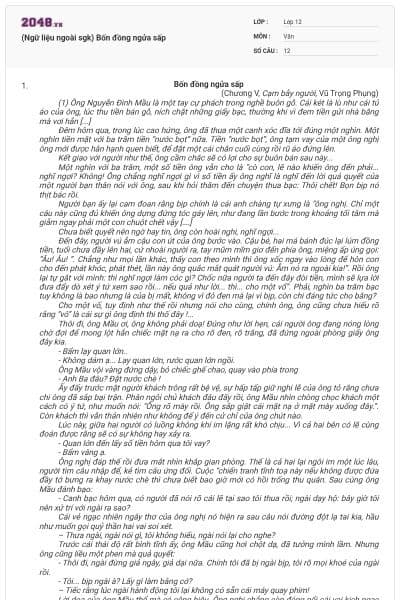 (Ngữ liệu ngoài sgk) Bốn đồng ngửa sấp