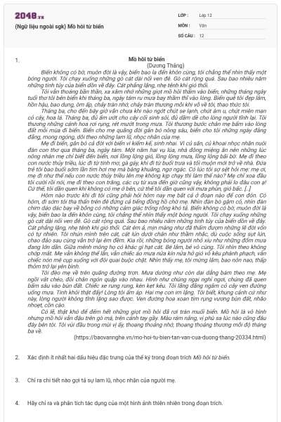 (Ngữ liệu ngoài sgk) Mồ hôi từ biển