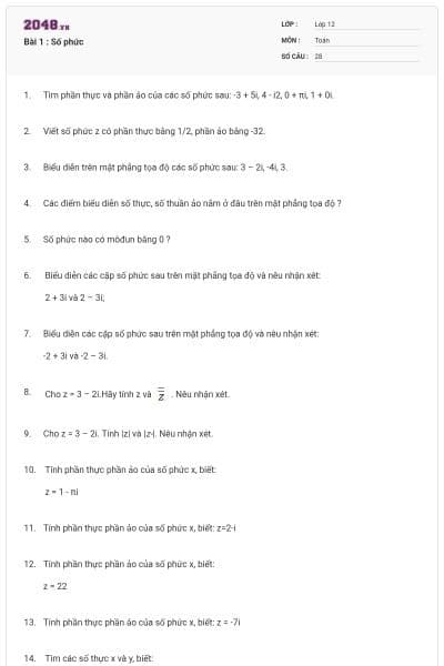 Bài 1 : Số phức