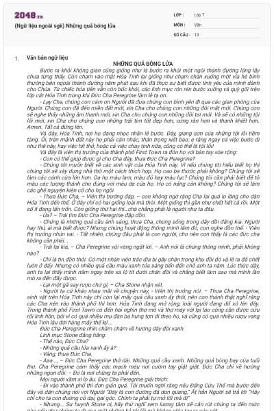 (Ngữ liệu ngoài sgk) Những quả bóng lửa