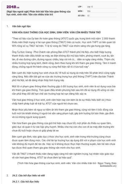 (Ngữ liệu ngoài sgk) Phân tích bài Văn hóa giao thông của học sinh, sinh viên: Vẫn còn nhiều trăn trở