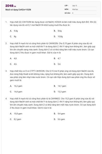 Muối có dạng CnH2n+1O2N