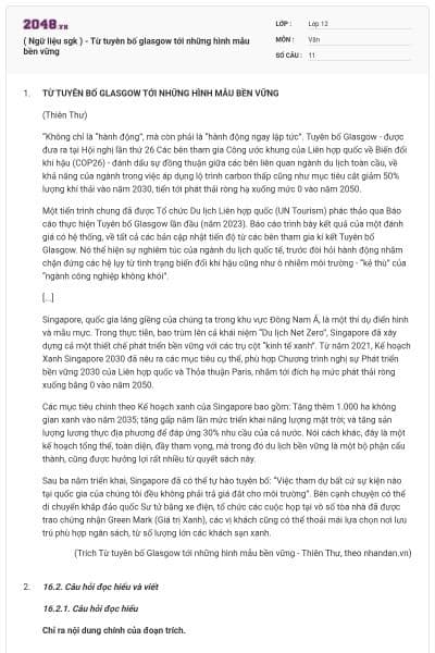 ( Ngữ liệu sgk ) - Từ tuyên bố glasgow tới những hình mẫu bền vững