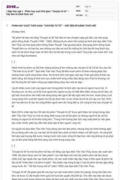 ( Ngữ liệu sgk ) - Phim hay vượt thời gian: “chuyện tử tế” – hãy bền bỉ đánh thức nó!