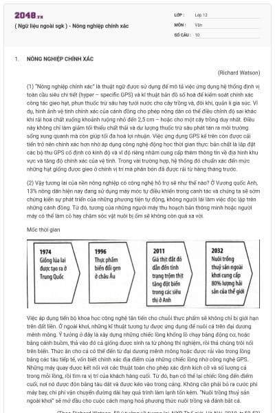 ( Ngữ liệu ngoài sgk ) - Nông nghiệp chính xác
