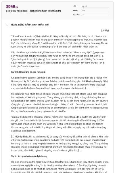 ( Ngữ liệu ngoài sgk ) - Nghe tiếng hành tinh thầm thì