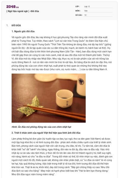 ( Ngữ liệu ngoài sgk ) -Đôi đũa