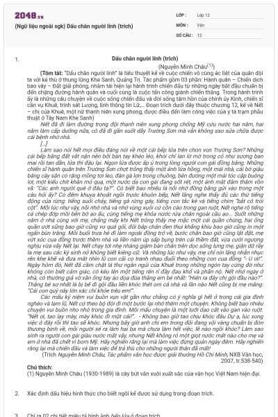 (Ngữ liệu ngoài sgk) Dấu chân người lính (trích)