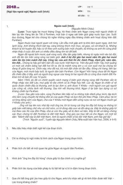 (Ngữ liệu ngoài sgk) Nguồn suối (trích)