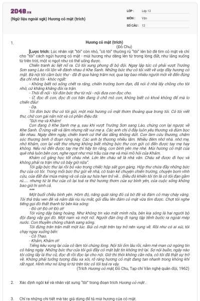 (Ngữ liệu ngoài sgk) Hương cỏ mật (trích)