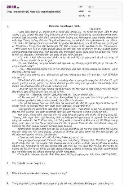 (Ngữ liệu ngoài sgk) Khắc dấu mạn thuyền (trích)