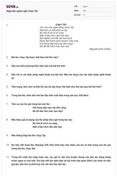 (Ngữ liệu ngoài sgk) Chạy Tây