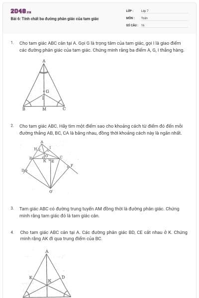 Bài 6: Tính chất ba đường phân giác của tam giác