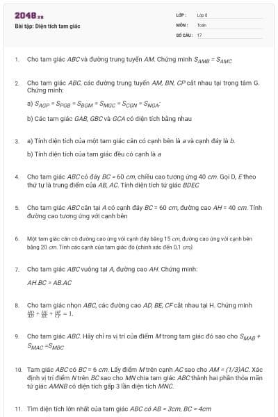 Bài tập: Diện tích tam giác