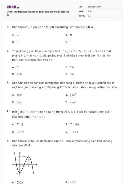 Đề thi thử thpt quốc gia môn Toán cực hay có lời giải (Đề 13)