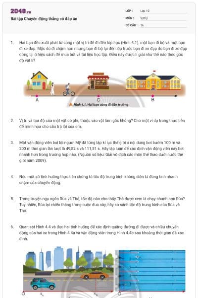 Bài tập Chuyển động thẳng có đáp án
