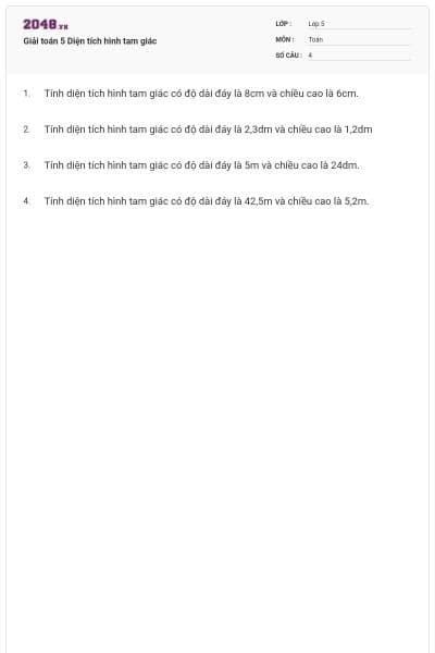 Giải toán 5 Diện tích hình tam giác