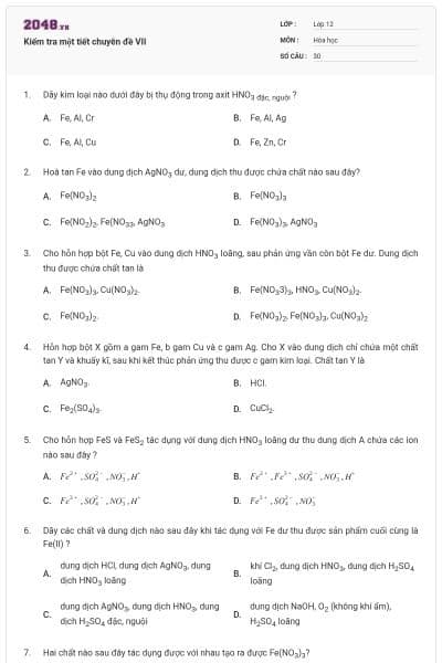 Kiểm tra một tiết chuyên đề VII