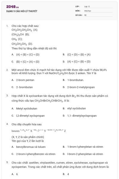 DẠNG 5 CÂU HỎI LÝ THUYẾT