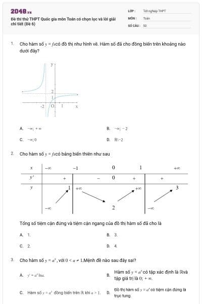 Đề thi thử THPT Quốc gia môn Toán có chọn lọc và lời giải chi tiết (Đề 6)