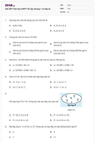 Giải SBT Toán lớp 6 KNTT Ôn tập chương 1 có đáp án