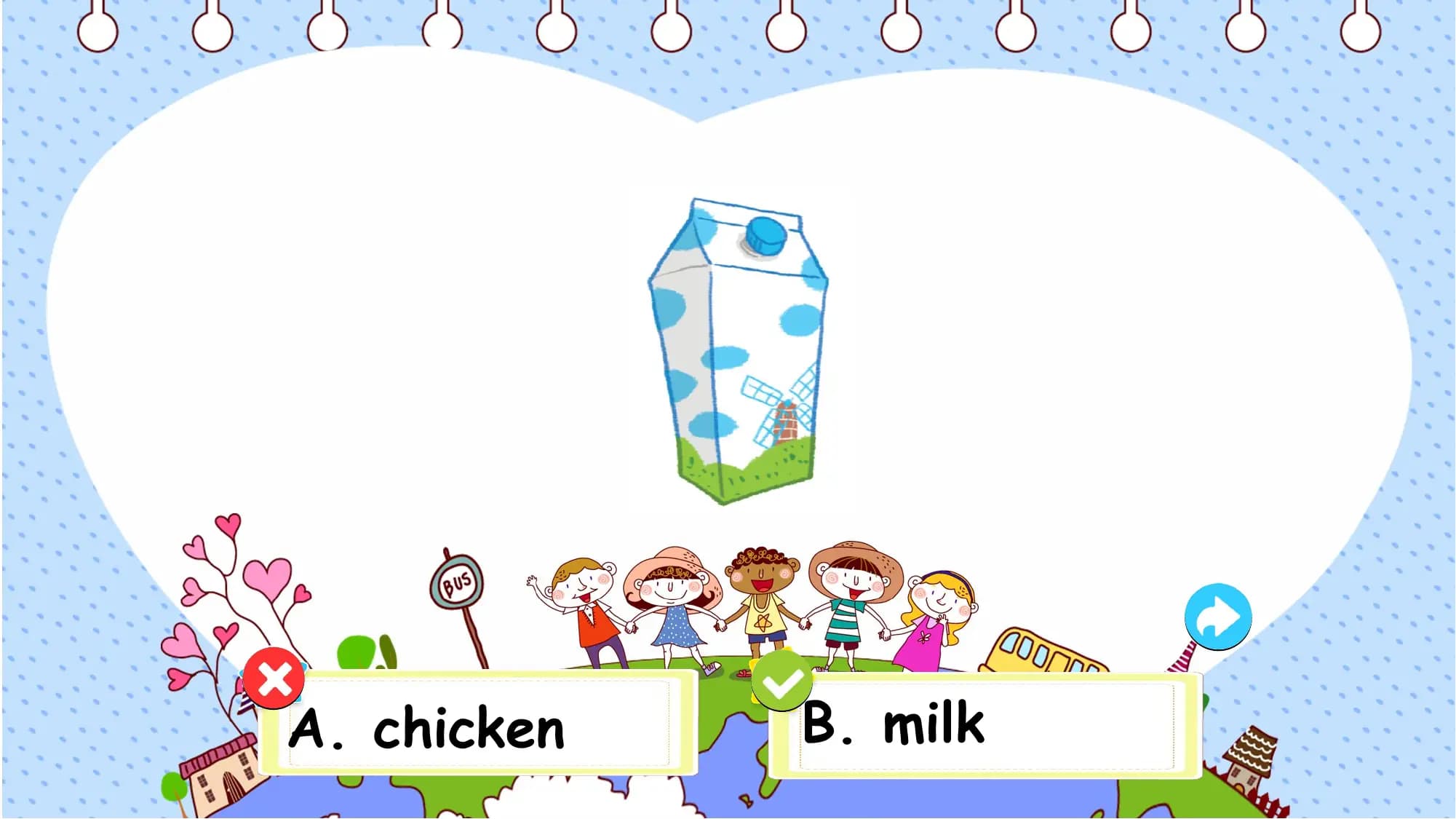 A. chicken B. milk