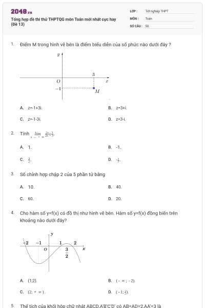 Tổng hợp đề thi thử THPTQG môn Toán mới nhất cực hay (Đề 13)