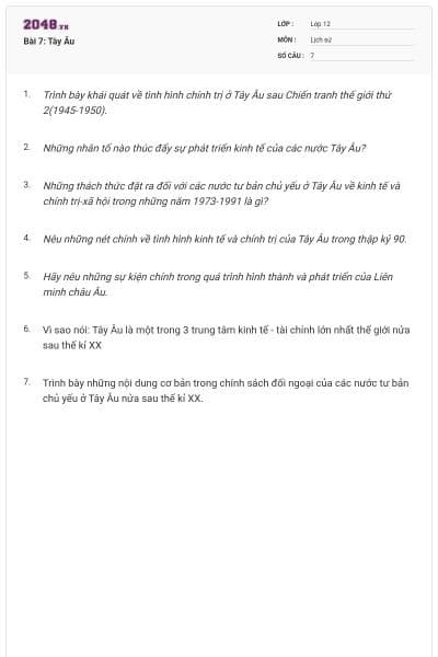 Bài 7: Tây Âu