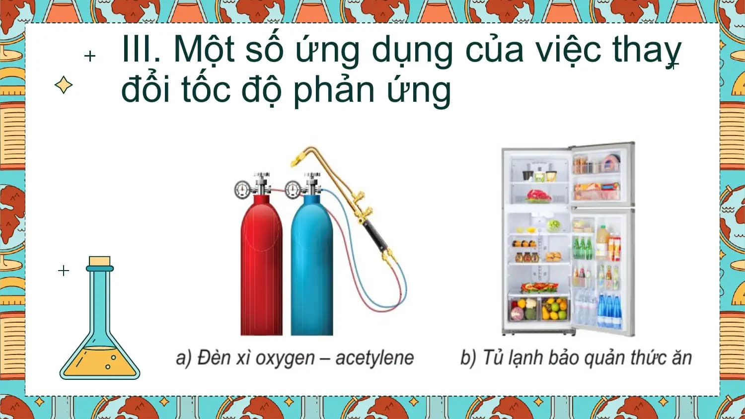 III. Một số ứng dụng của việc thay
đổi tốc độ phản ứng