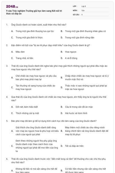 9 câu Trắc nghiệm Trưởng giả học làm sang Kết nối tri thức có đáp án