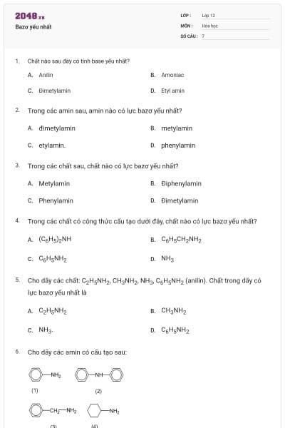 Bazơ yếu nhất