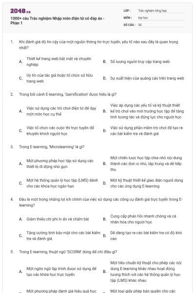 1000+ câu Trắc nghiệm Nhập môn điện tử có đáp án - Phần 1