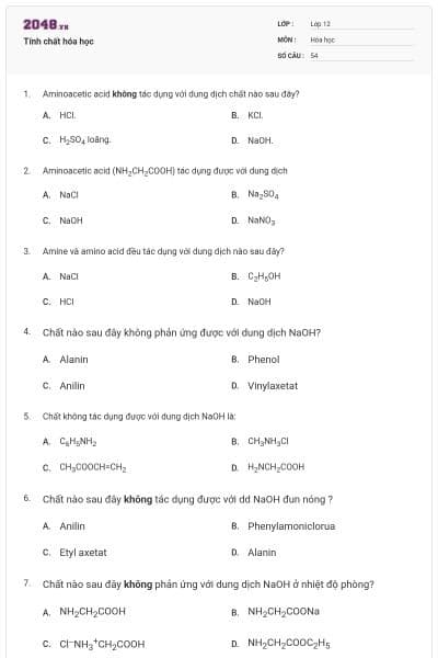 Tính chất hóa học