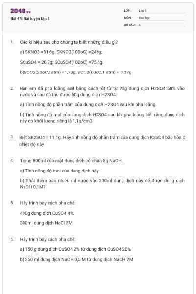 Bài 44: Bài luyện tập 8