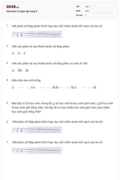 Giải toán 5 Luyện tập trang 9