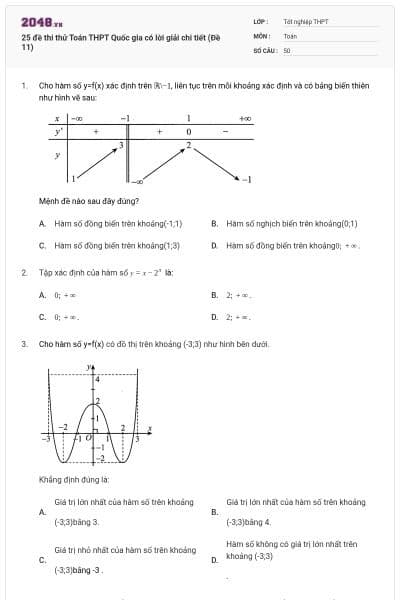 25 đề thi thử Toán THPT Quốc gia có lời giải chi tiết (Đề 11)